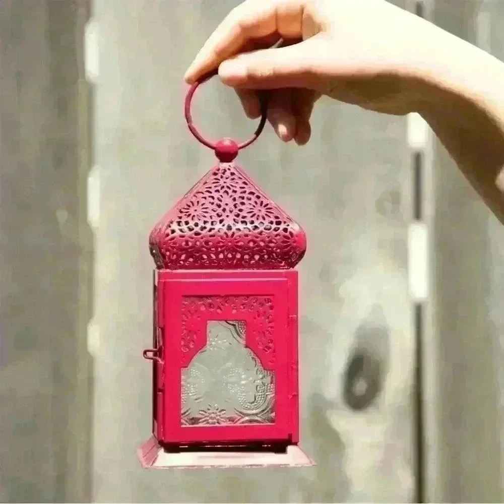 Handmade Small Metal and Etched Glass Tea Light Hanging Lantern in Class…